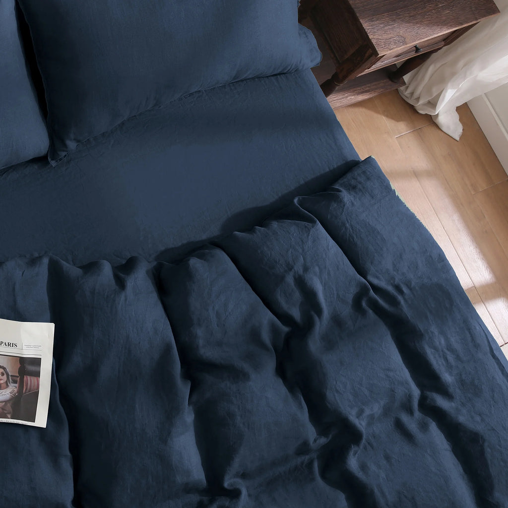 2026 100% Pure Linen Duvet Cover with Button Closure and Corner Ties Soft & Breathable - Natural Full/Queen