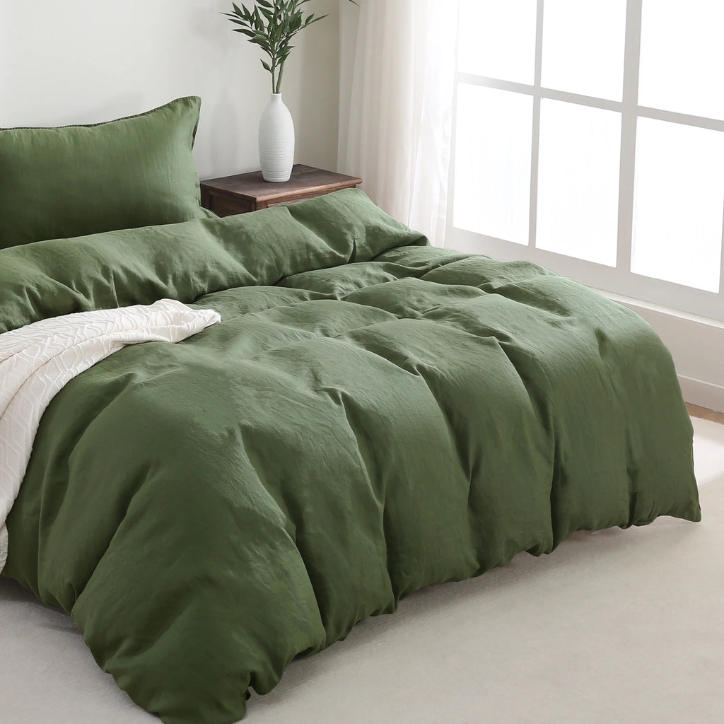 2026 100% Pure Linen Duvet Cover with Button Closure and Corner Ties Soft & Breathable - Natural Full/Queen