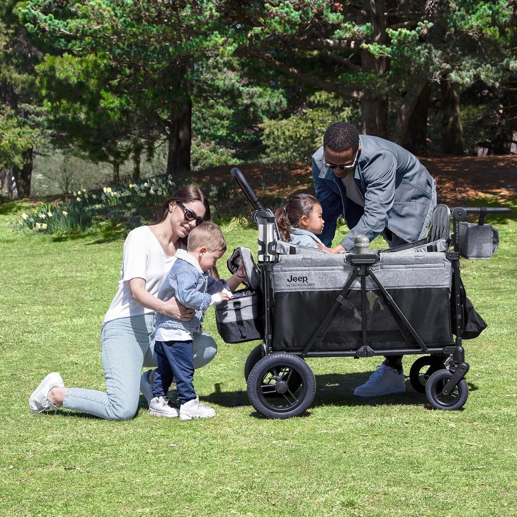 2026 Jeep Wrangler Deluxe 4-seater stroller by Delta Children Premium Quad stroller