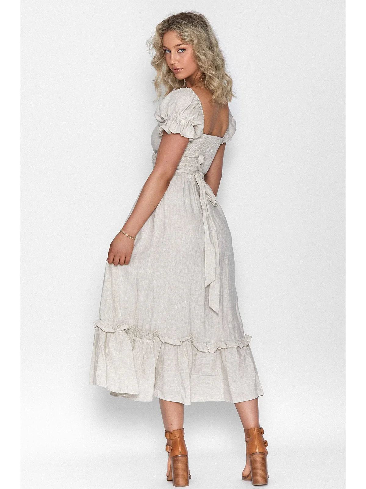 2026 Boho Tie-Waist Homecoming Dress