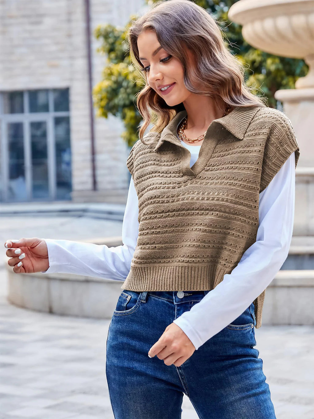 2026 Polo Sleeveless V-Neck Knit Sweater