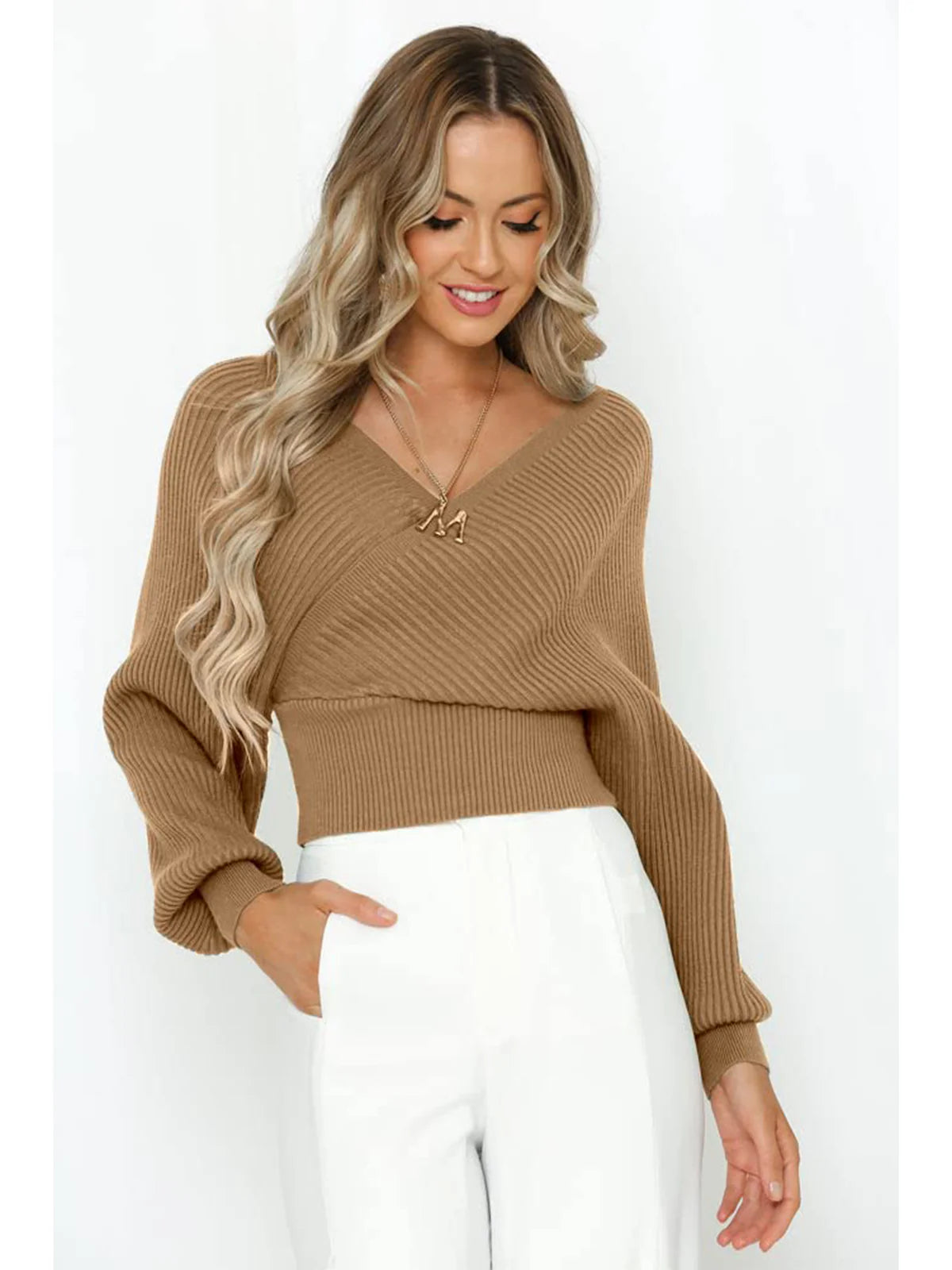 2026 Wrap V-Neck Knit Chunky Sweater