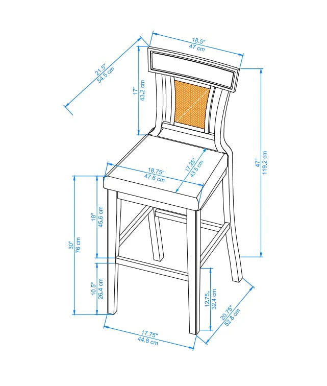 2026 Linon Rylan 30" Bar Stool, Rustic Brown Finish with Beige Fabric