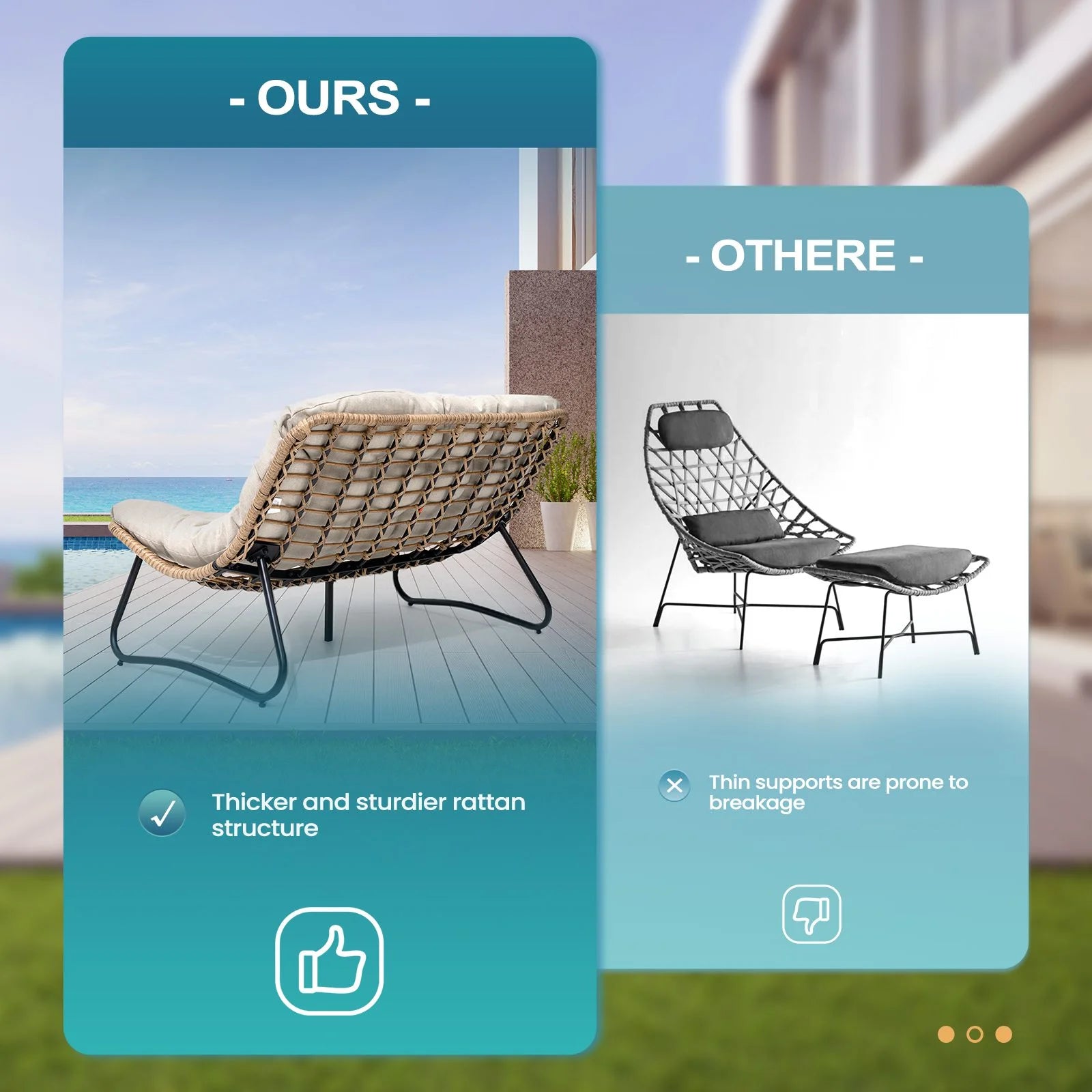 2026 Crestlive Products Patio Loveseat, All-Weather Rattan Large Furniture with Soft Cushions, Outdoor Loveseat for Balcony, Poolside, Backyard (Beige)