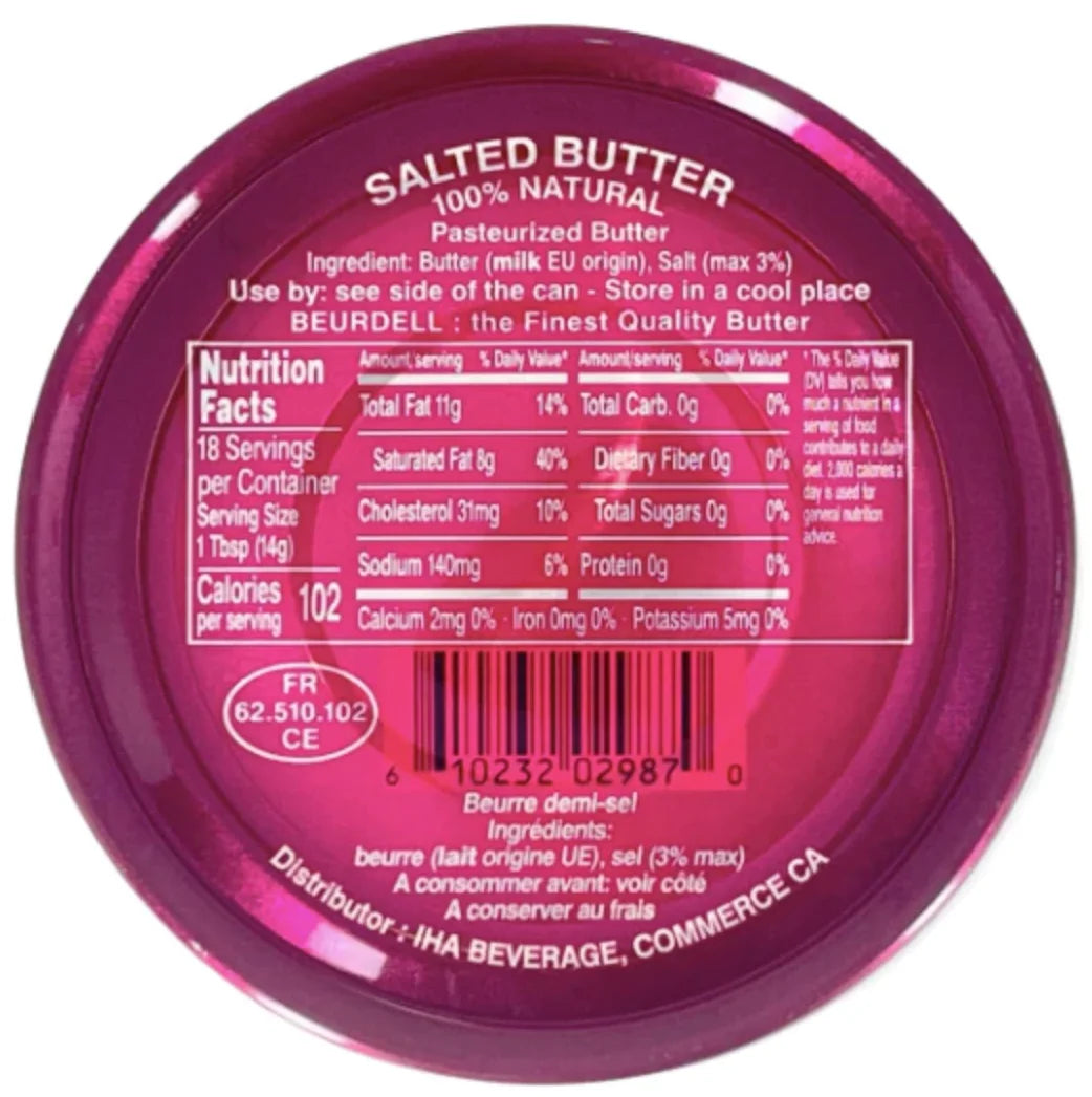 2026 Beurdell Canned French Butter �C 100% Natural Salted Pasteurized Real Butter | Long Shelf Life Emergency Survival Food | Great for Cooking, Baking, RV & Camping | Pull Top Lid | Pack of 24 | France