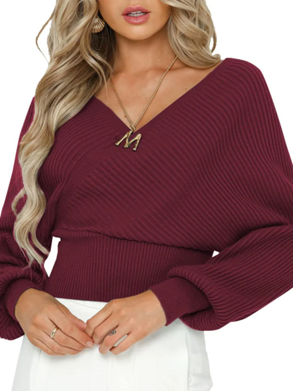 2026 Wrap V-Neck Knit Chunky Sweater