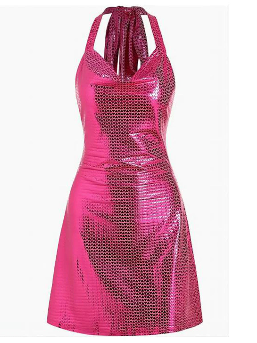 2026 Halterneck Satin Mini Dress