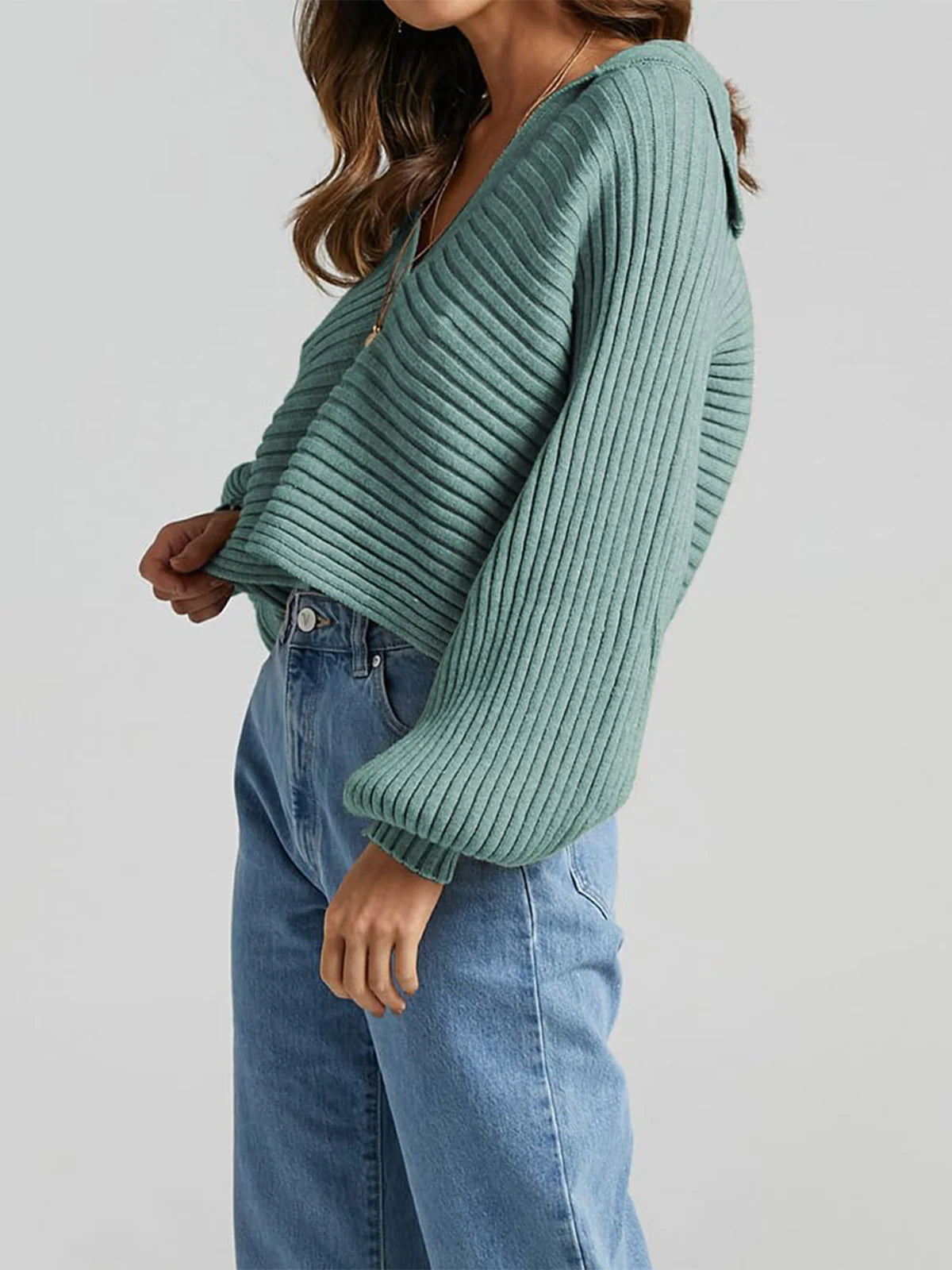 2026 V-Neck Lapel Knit Sweater