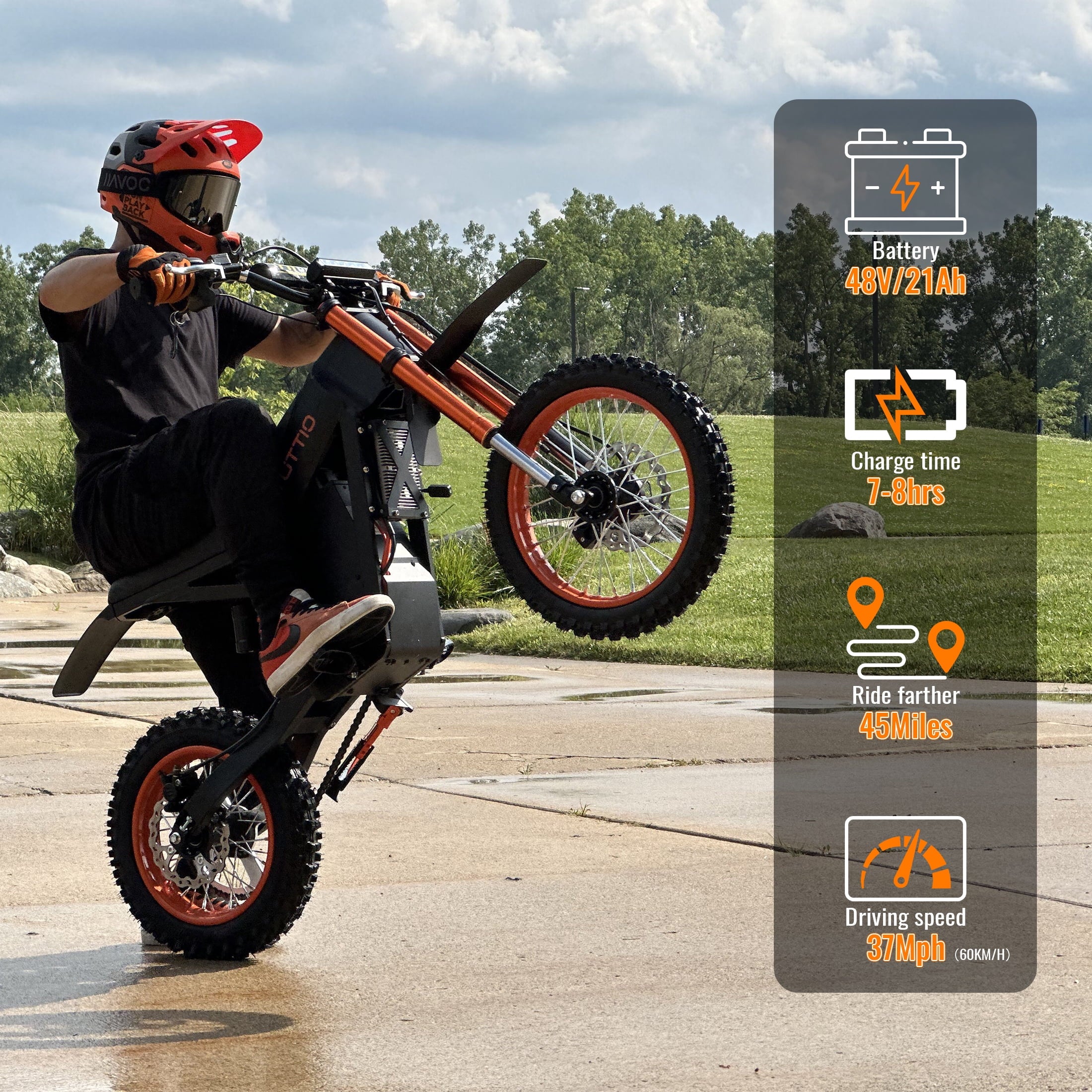 2026 TUTTIO Soleil01 Adult Electric Dirt Bike (with Branded Helmet), 2000W, 48V 21Ah Battery, 37Mph Full Suspension Mountain E-Bike, 200Nm Torque All-Terrain Electric Motorcycle