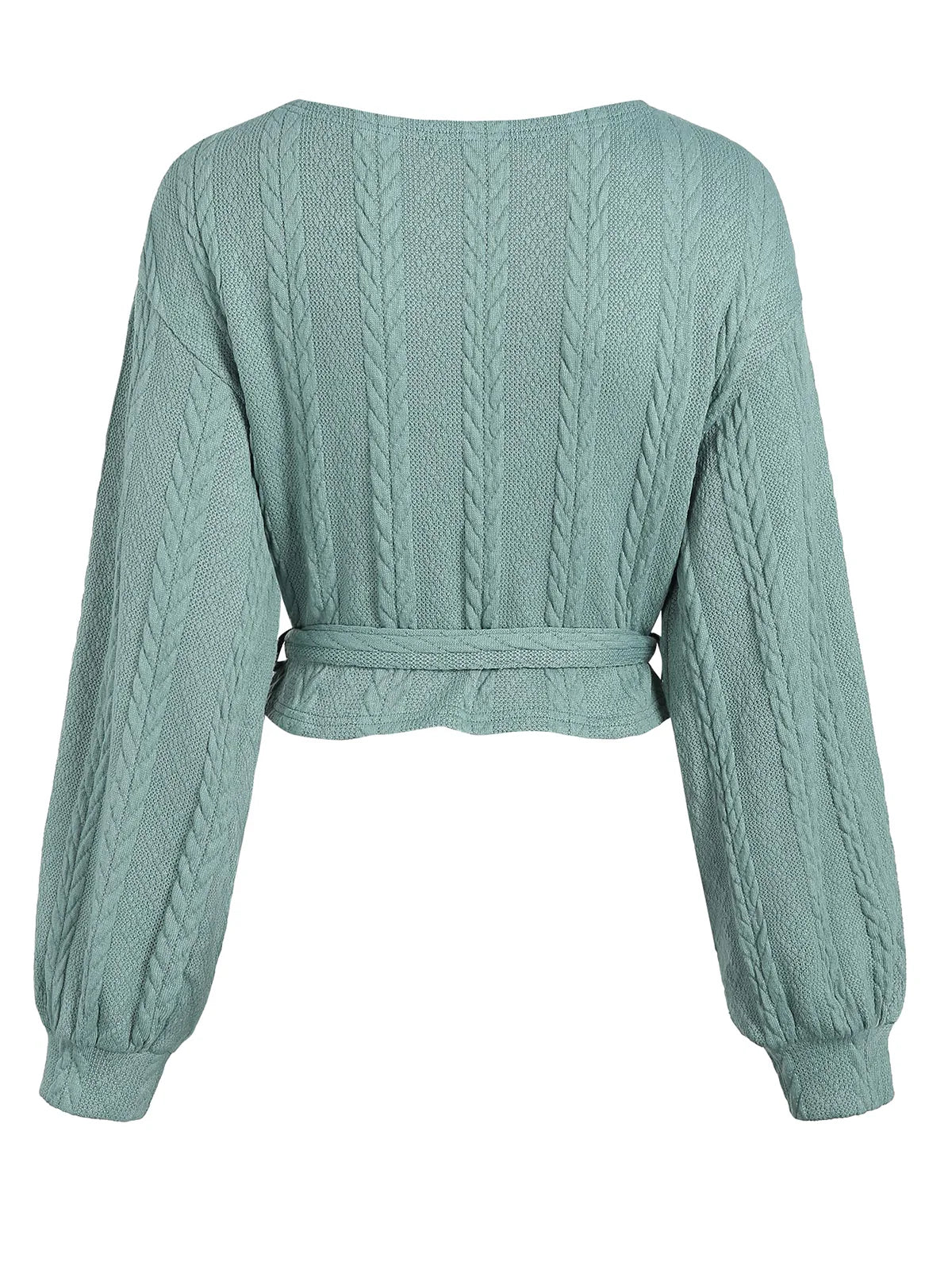 2026 Ribbed Knit Drawstring V-Neck Top
