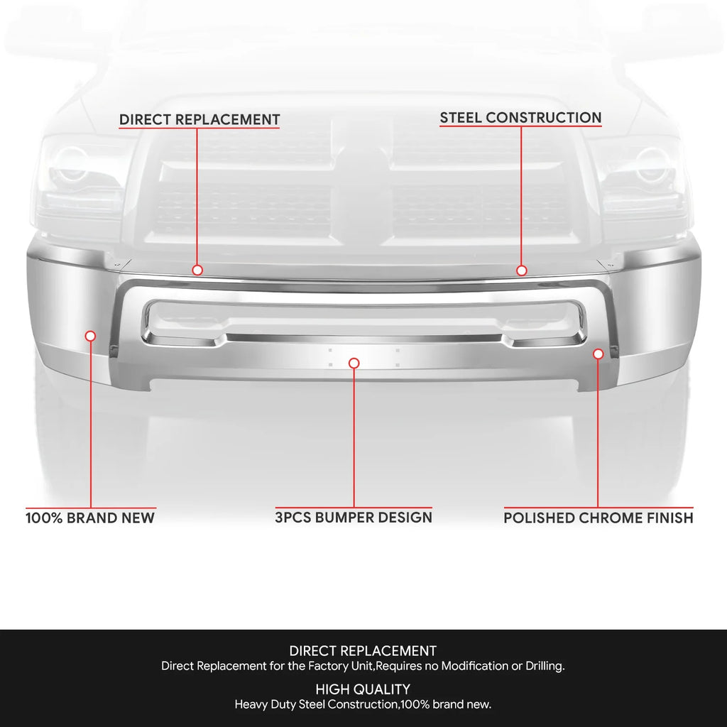 Modular Style Front Bumper w/o Fog Light Cutouts10-18 Dodge Ram 2500 3500