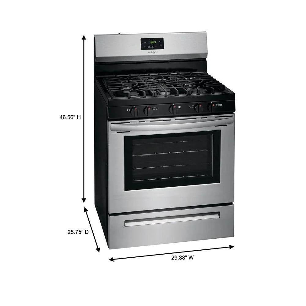 2026 Frigidaire 30 inch (76 cm) wide freestanding 5-burner stainless steel gas hob FCRG3052AS