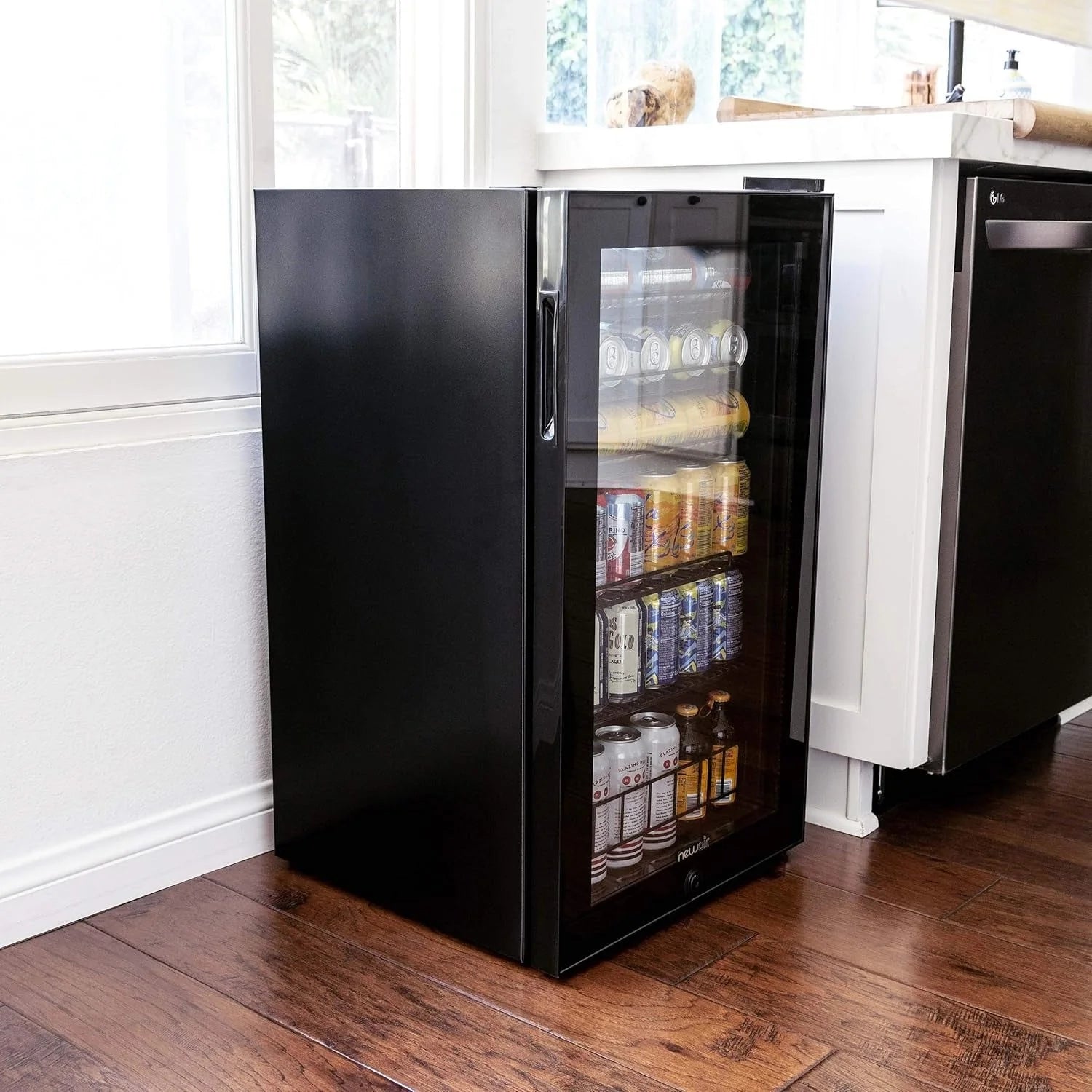 2026 Beverage Refrigerator Cooler | 126 Cans Free Standing with Right Hinge Glass Door | Mini Fridge Beverage Organizer Perfect For Beer, Wine, Soda, And Cooler Drinks
