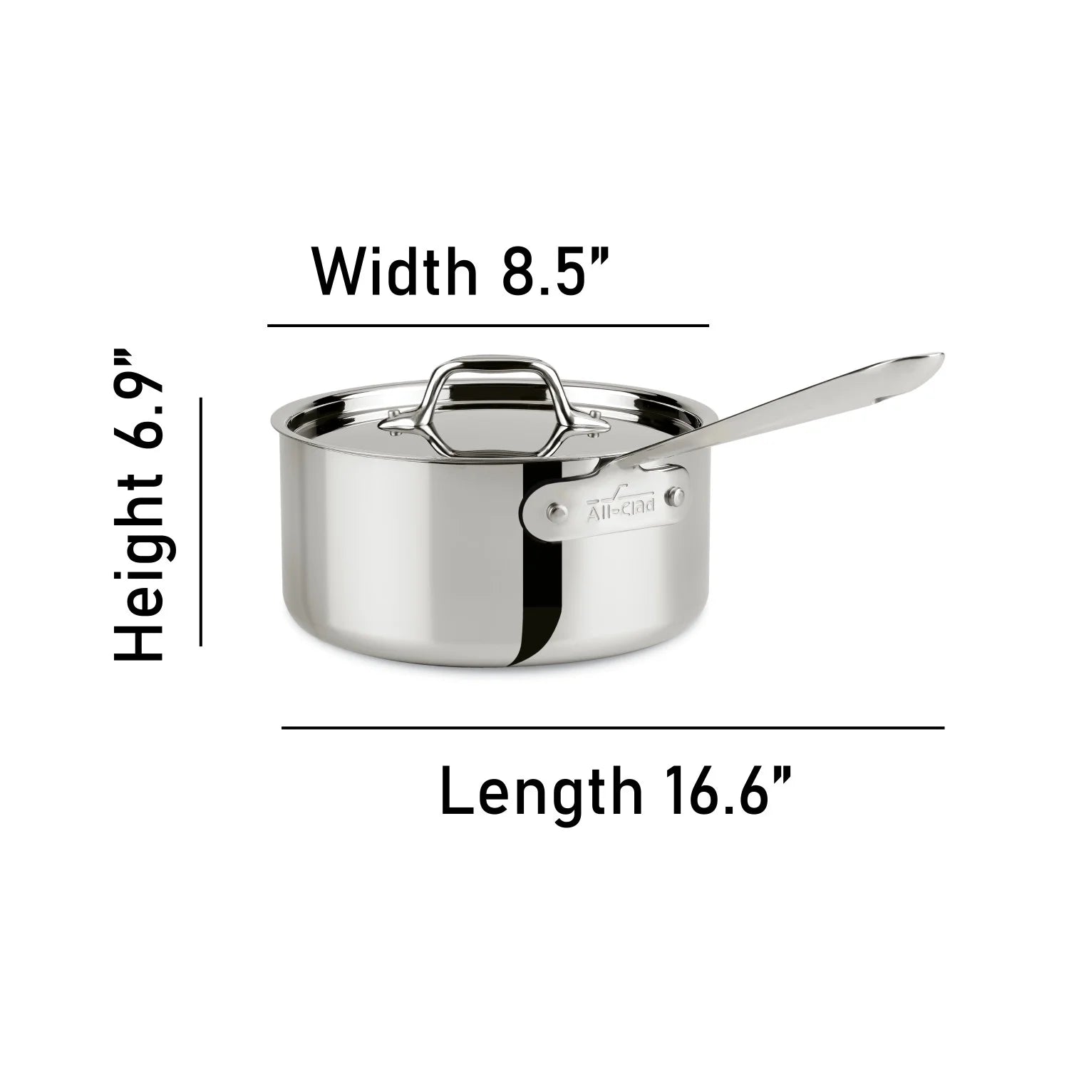2026 All-Clad D3 Stainless 3-ply Bonded Cookware, Sauce Pan with lid, 3 quart