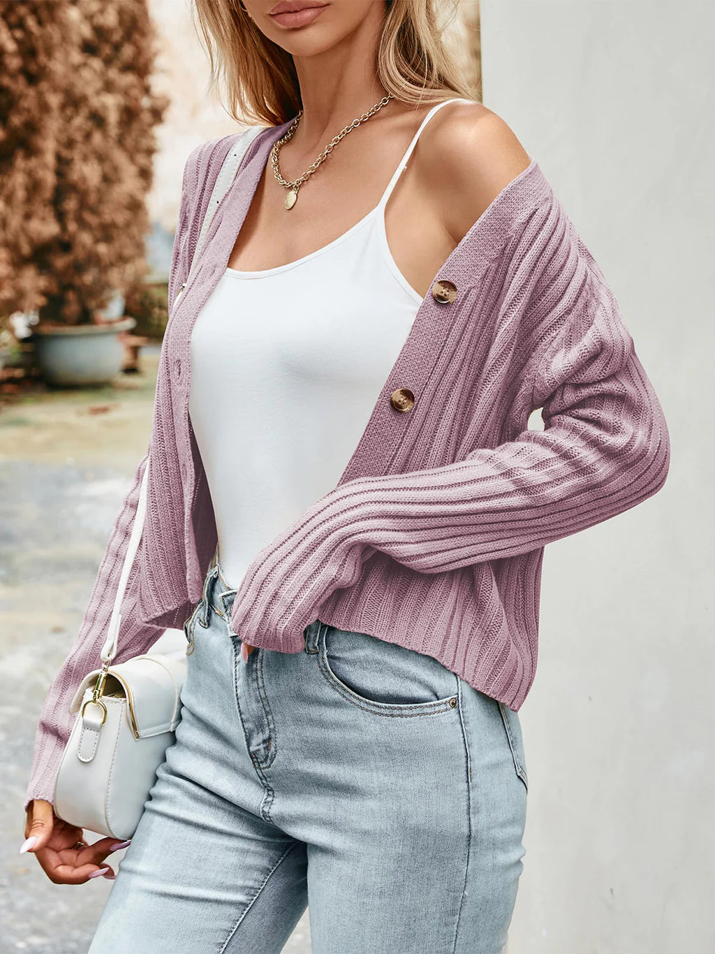 2026 Ribbed Button Cardigan