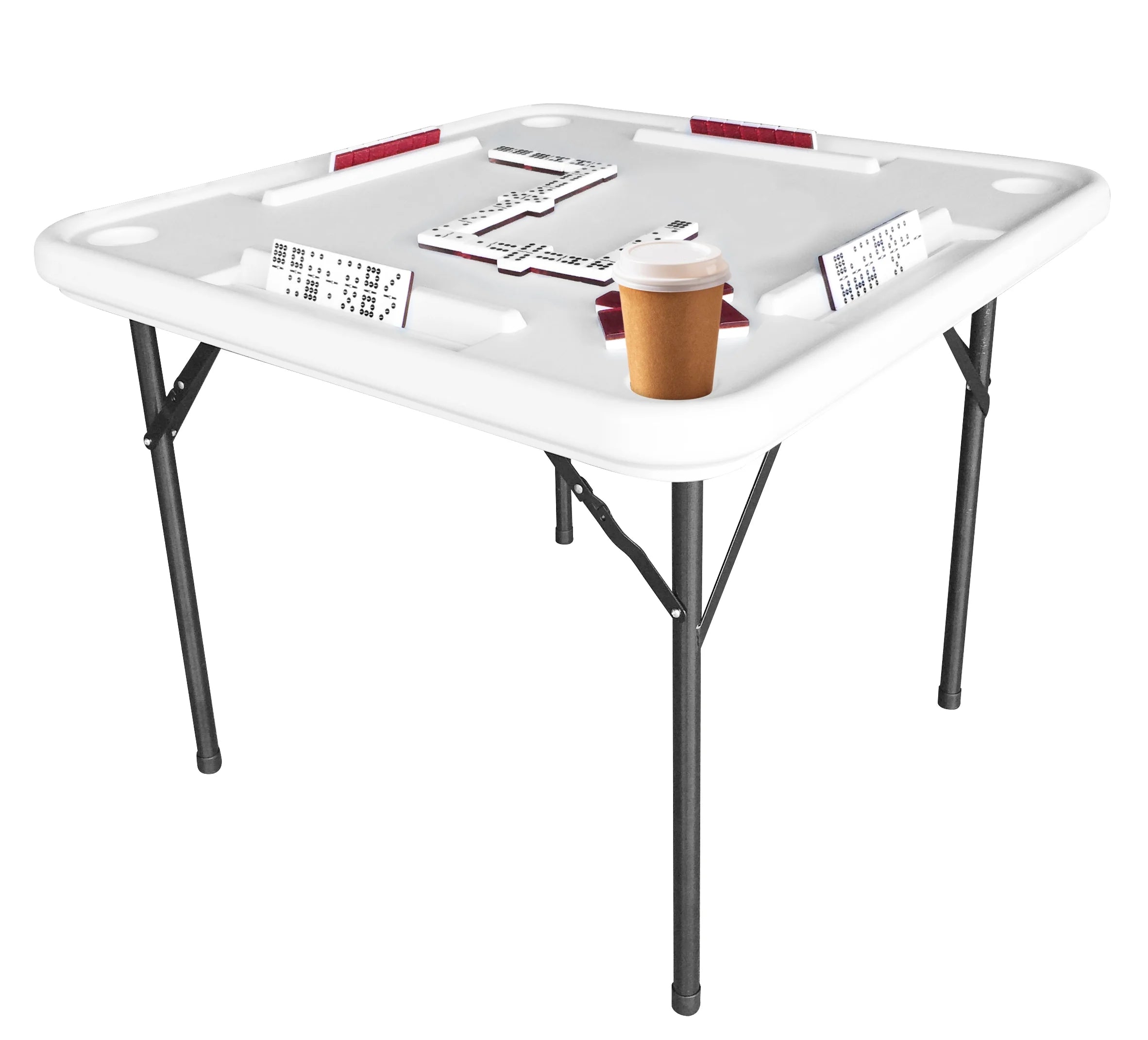 2026 Bene Casa Foldable Domino Table with Built-In Drink Holders, 38?? x 38??, White