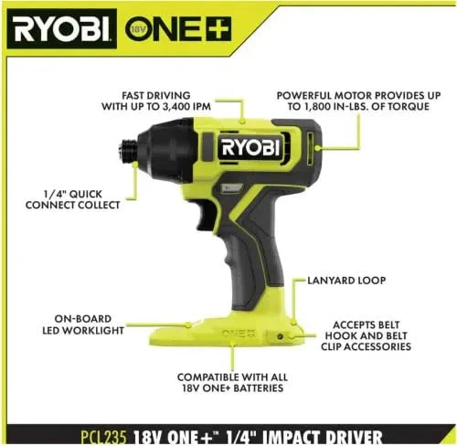 2026 RYOBI ONE+ PCL1600K2 18V Cordless 6-Tool Combo Kit
