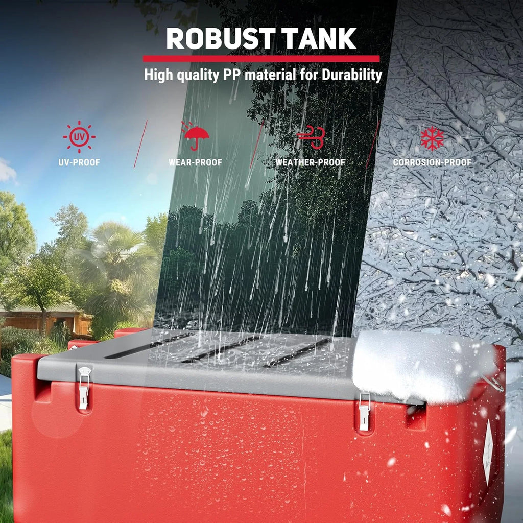 2026 Fuel Transfer Tank, 50 Gallon for Gasoline & Diesel, Gas Tank with 10.6 GPM Fast Flow Rate 12V DC Transfer Pump,13.1 ft Power Cord Portable Gas Tank, Red