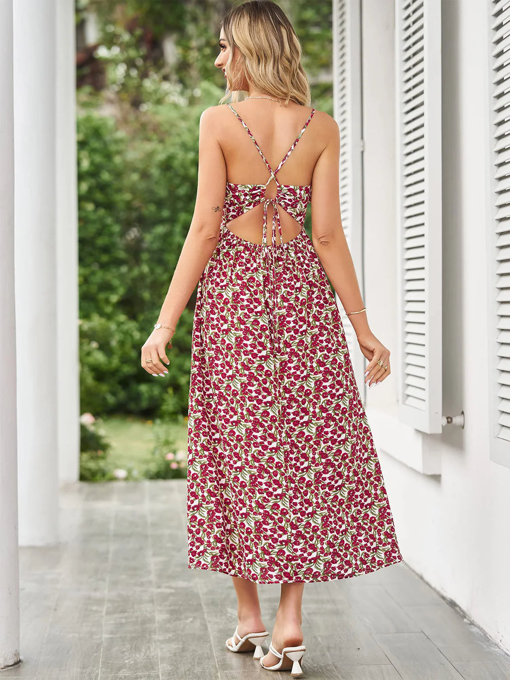 2026 Spaghetti Strap Floral Print Dress