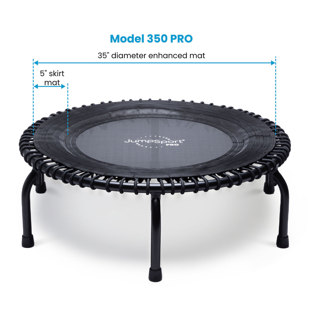 2026 JumpSport 350 Pro Fitness 39" Cardio Workout Indoor Trampoline, Teal/Black