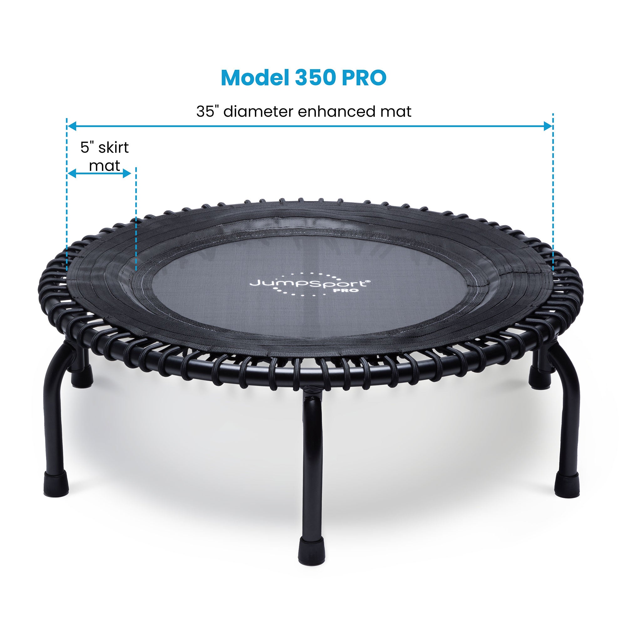 2026 JumpSport 350 Pro Fitness 39" Cardio Workout Indoor Trampoline, Teal/Black