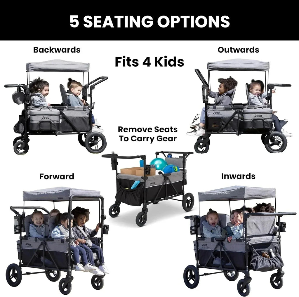 2026 Jeep Wrangler Deluxe 4-seater stroller by Delta Children Premium Quad stroller