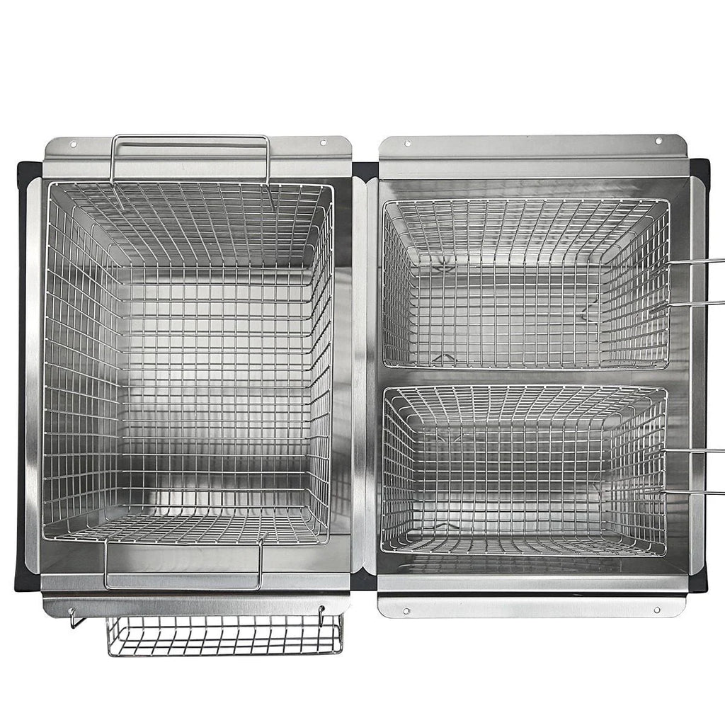 2026 Barton High-Pressure Deep Fryer Triple Basket Dual Burner Stainless Steel Cooker Fryer Black