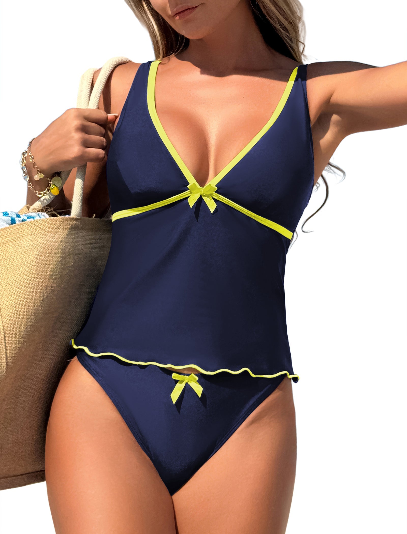 ZAFUL Women's V Neck Tankini Swimsuits