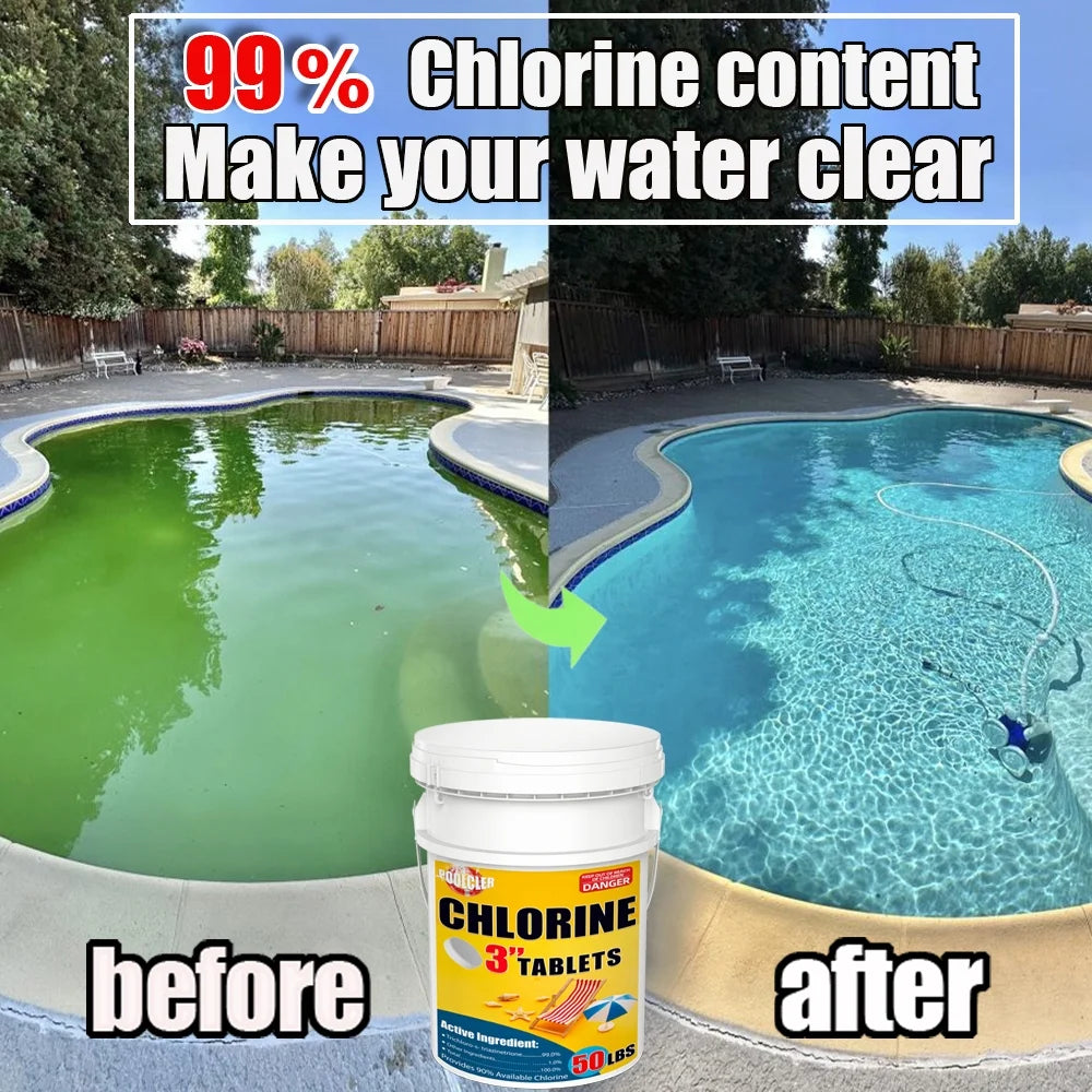 2026 50 lbs 3" Chlor Tabs for Swimming Pools, Tablets, Chlorine Pool Chemicals