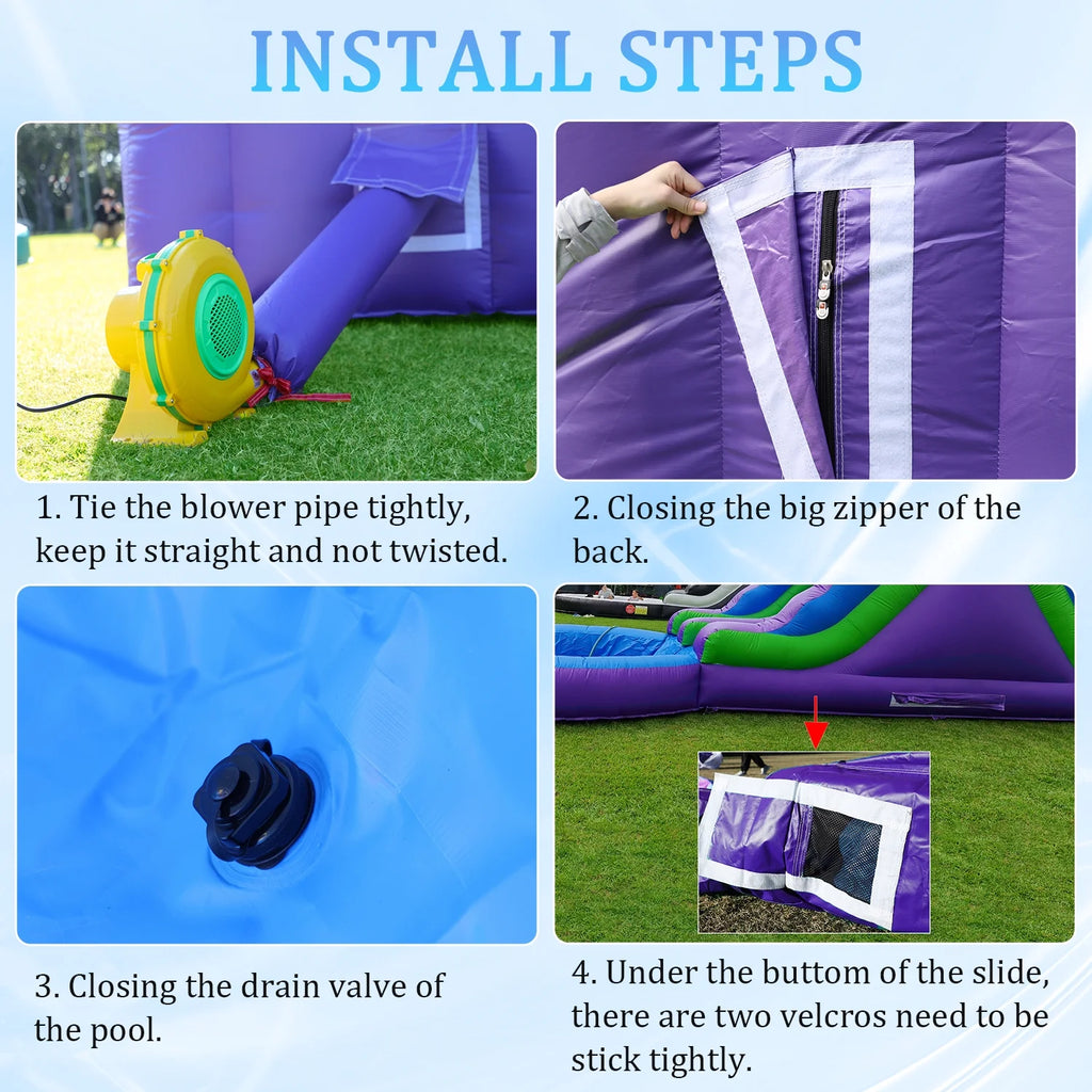 2026 Relunch 26FT Inflatable Double Water Slide for Kids & Adults, PVC Inflatable Water Park with Blower, Giant Splash Pool for Backyard & Outdoor Fun, 26'L x 12'W x 14'H