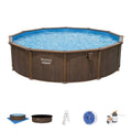 18ft x 52in Wood Print Round Hydrium Steel Above Ground Pool Set