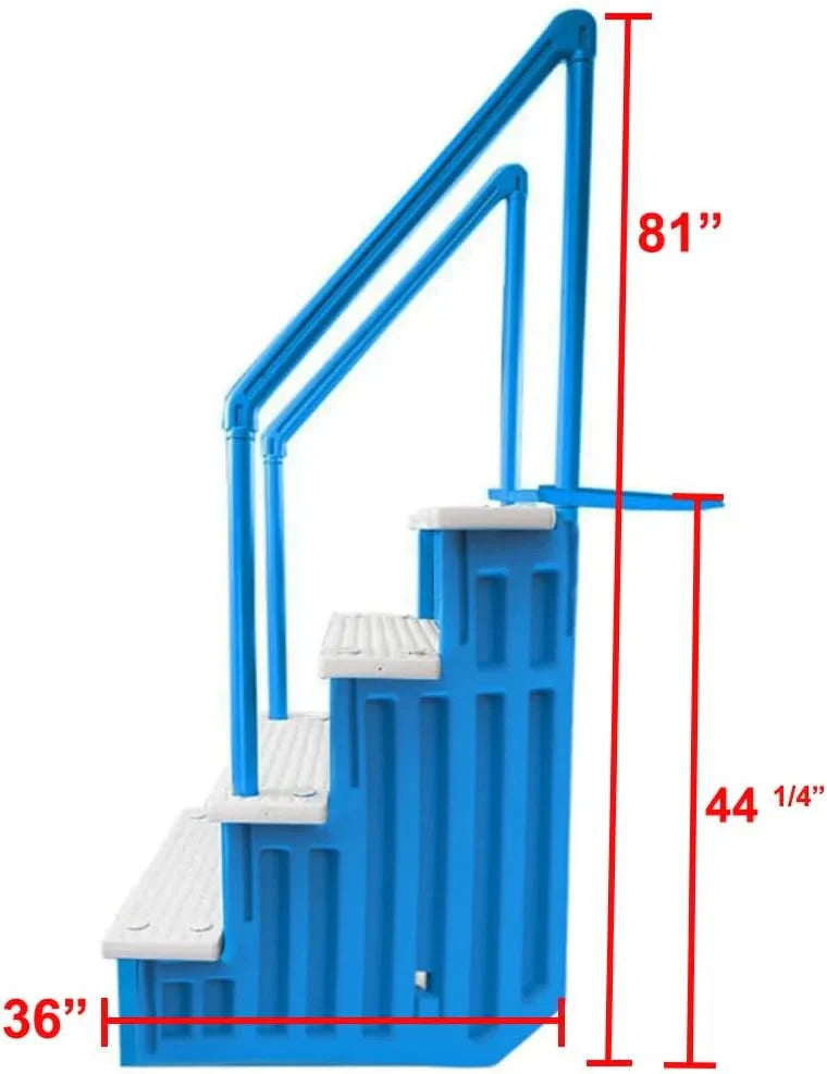 2026 Non-slip pool entrance steps | Gray | Suitable for above-ground pools | Can be installed on patios with a height of 122 to 137 cm | Maximum load capacity 136 kg