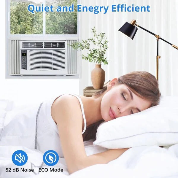 2026 Window air conditioner with reusable filter and controls, 6000 BTU, 115 V~, suitable for rooms up to 250 square feet