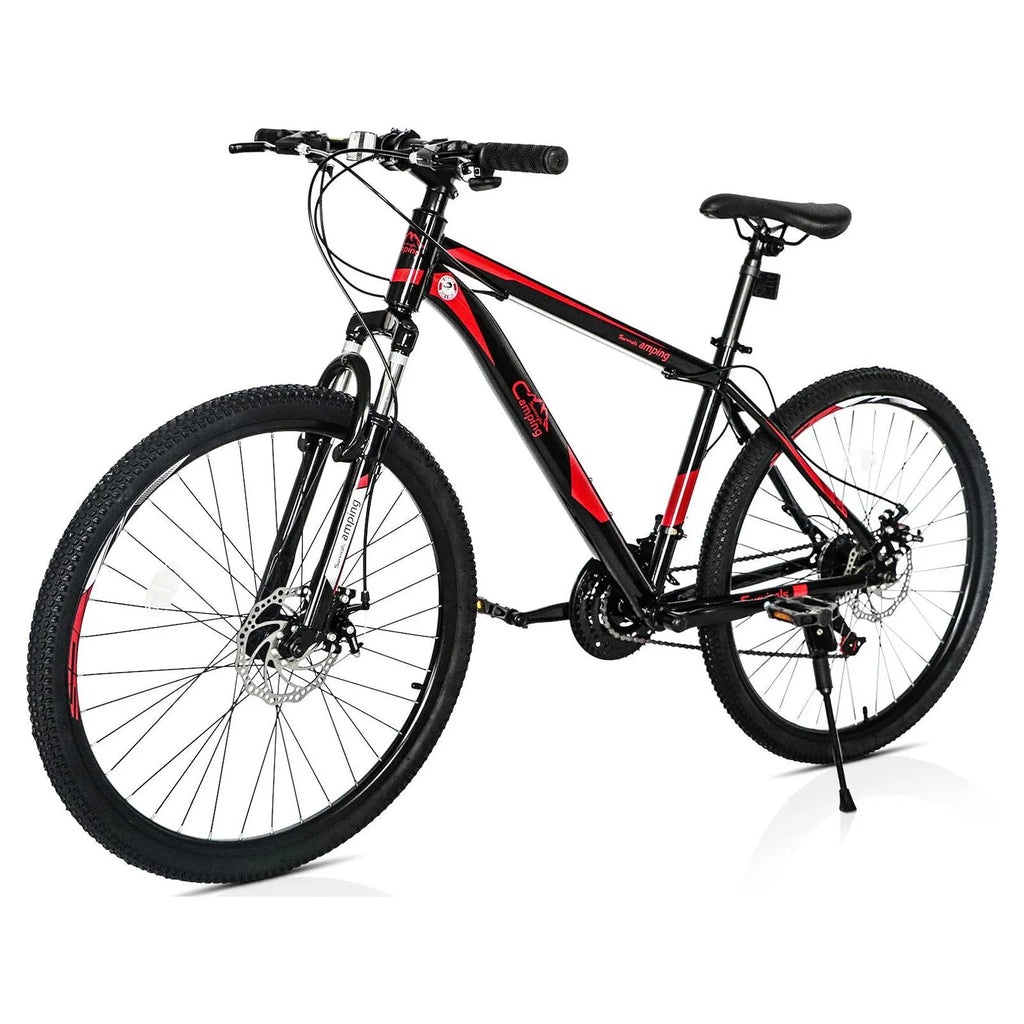 2026 CamPingSurvivals 26" Lightweight Explorer Mountain Bike, for Men and Women Exercise Fitness, 21-Speed, Red/Black
