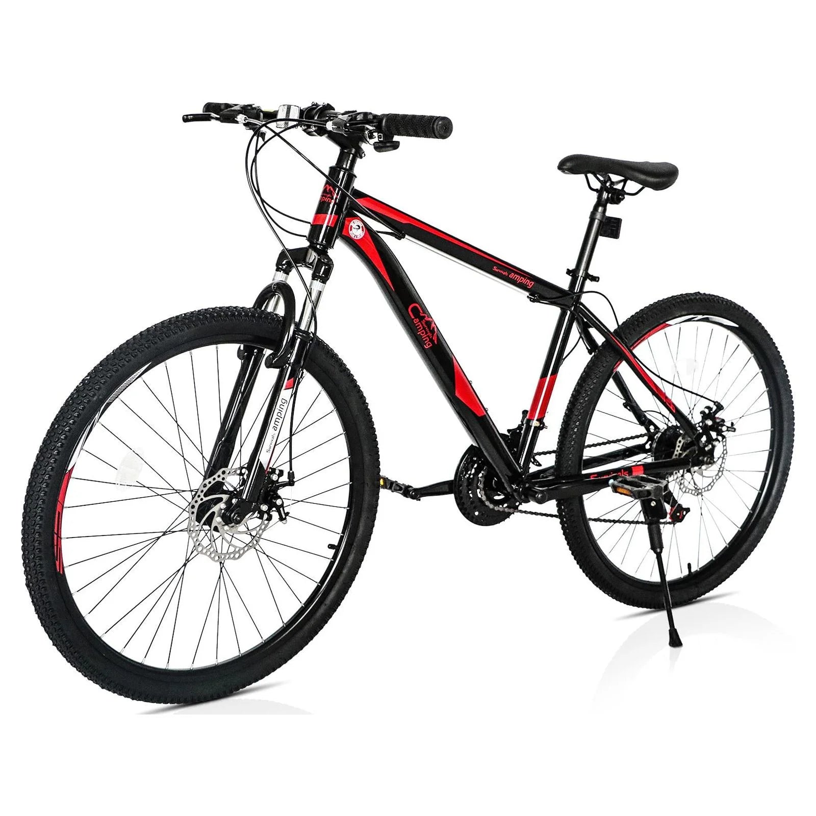 2026 CamPingSurvivals 26" Lightweight Explorer Mountain Bike, for Men and Women Exercise Fitness, 21-Speed, Red/Black