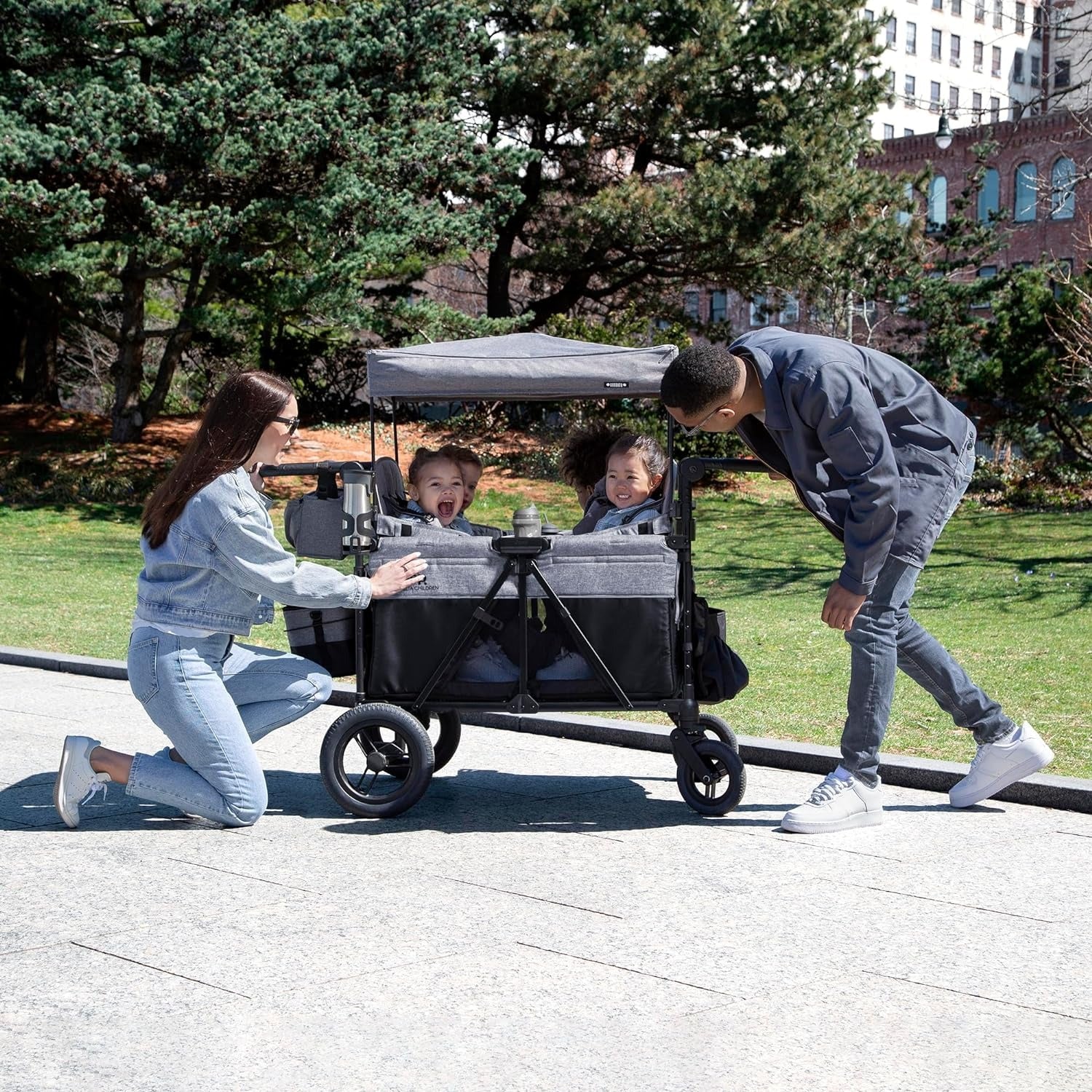 2026 Jeep Wrangler Deluxe 4-seater stroller by Delta Children Premium Quad stroller