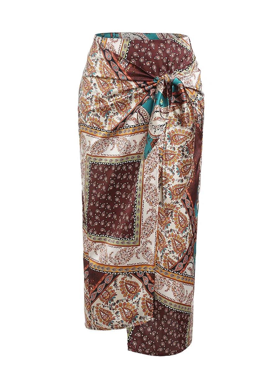 2026 Bohemian High Waisted Bustle Skirt