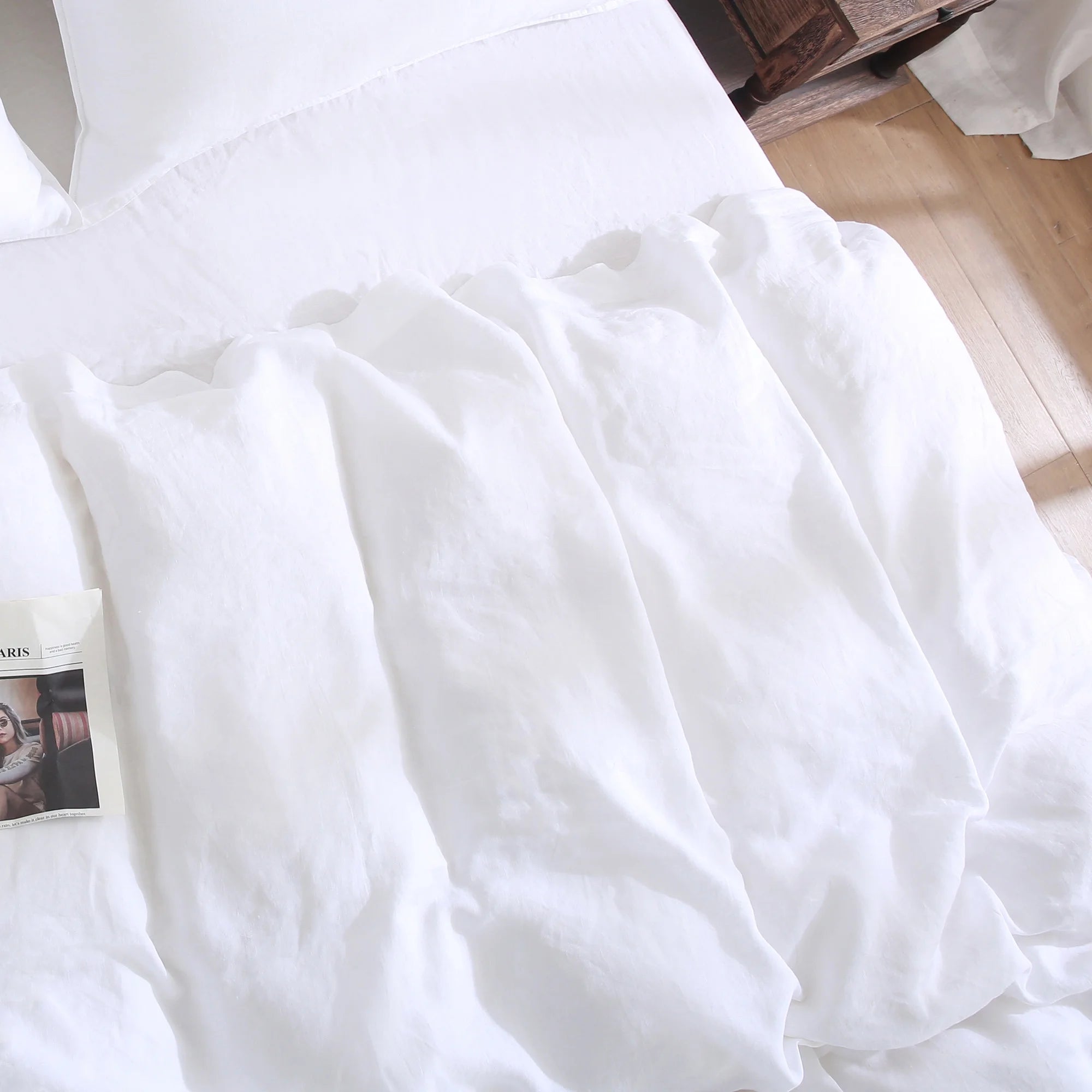 2026 100% Pure Linen Duvet Cover with Button Closure and Corner Ties Soft & Breathable - Natural Full/Queen