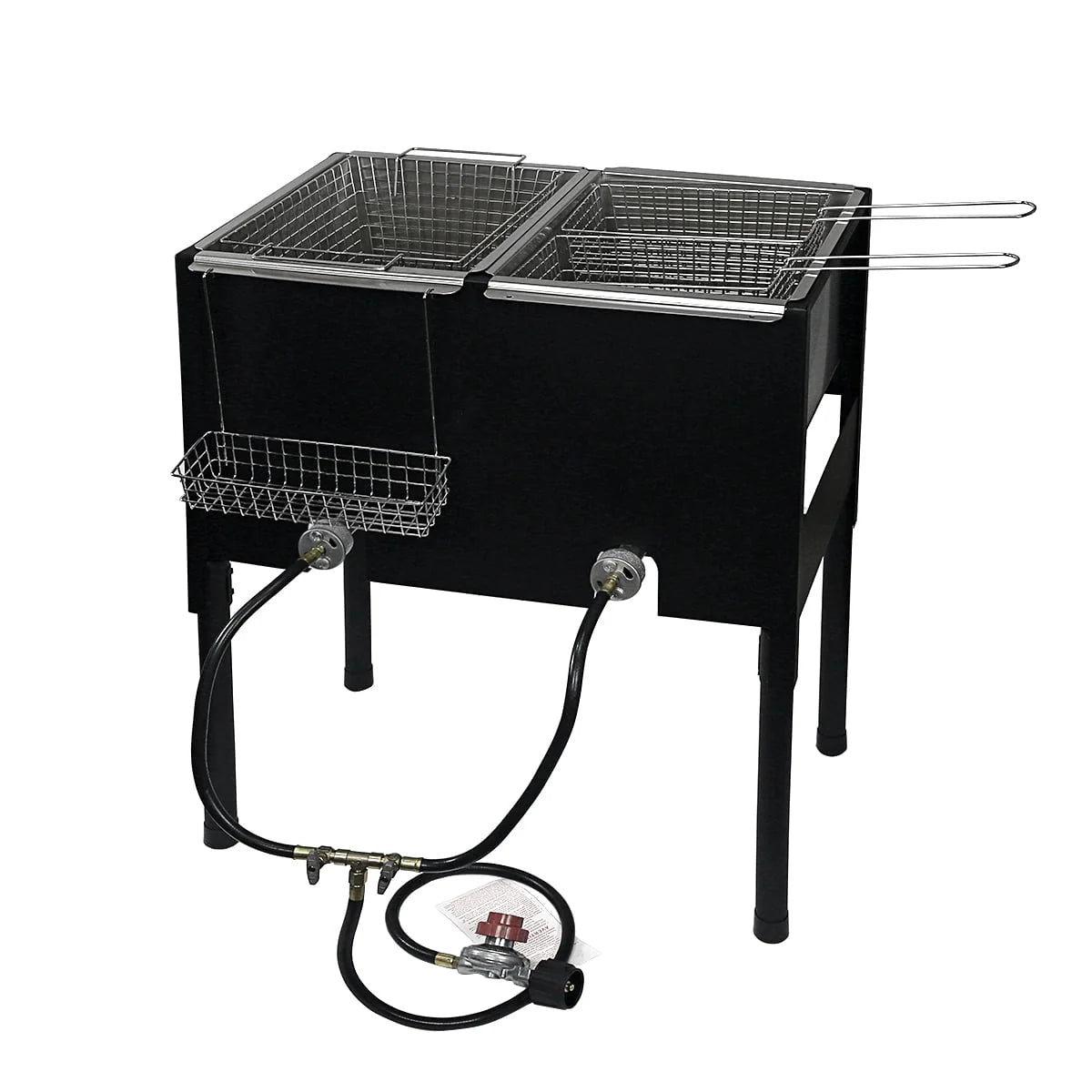 2026 Barton High-Pressure Deep Fryer Triple Basket Dual Burner Stainless Steel Cooker Fryer Black