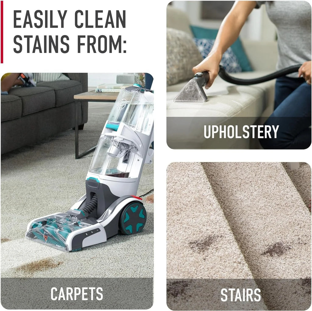 2026 Hoover SmartWash+ Automatic Carpet Cleaner for Carpets and Upholstery, Deep Cleaning Carpet Shampoo, Carpet Deodorizer and Pet Stain Remover FH52000, Turquoise