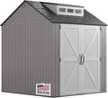 2026 Rubbermaid resin garden shed with floor (2.13 x 2.13 m), weatherproof, grey, for storing garden tools, lawnmowers, bicycles and pool accessories