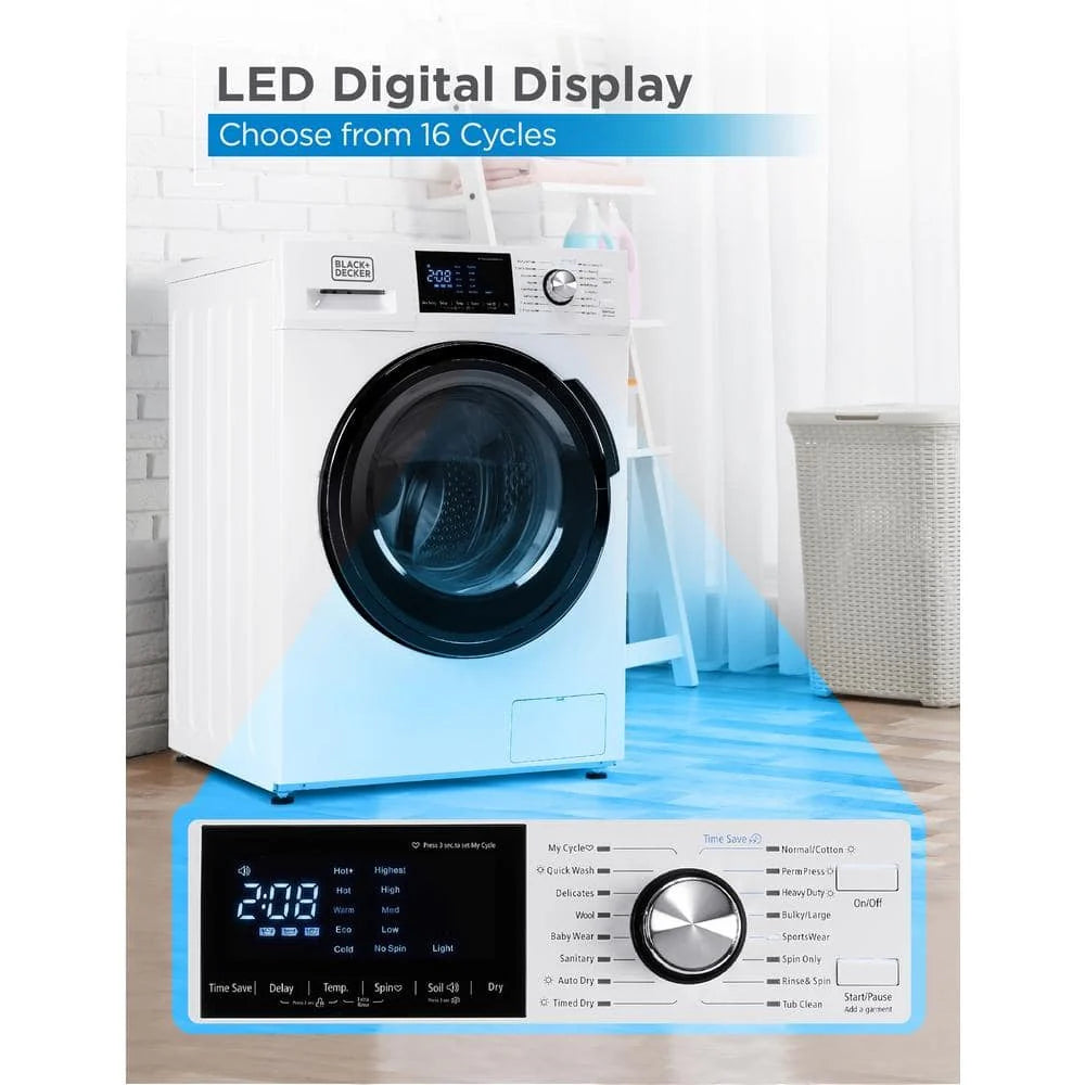 2026 BLACK+DECKER 2.7 cu. ft. All-in-One Washer and Dryer Combo in White BCW27MW💝 Last Day For Clearance