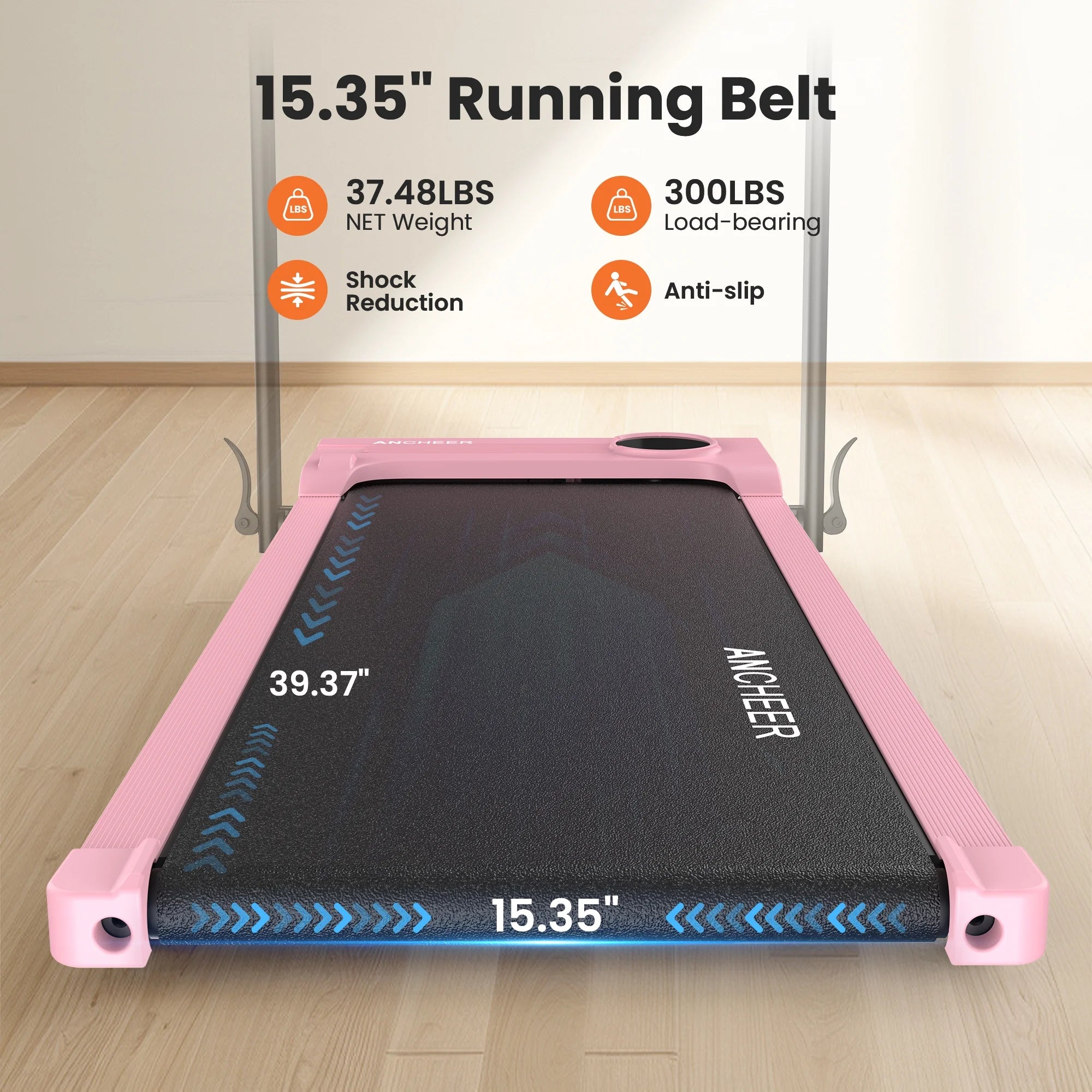2026 ANCHEER Portable Folding Walking Pad 300lb, 7.5 MPH Under Desk Treadmill with Remote Control & LED Display,2 in 1 Walking Pad Treadmill for Home/Office/Exercise(Pink)