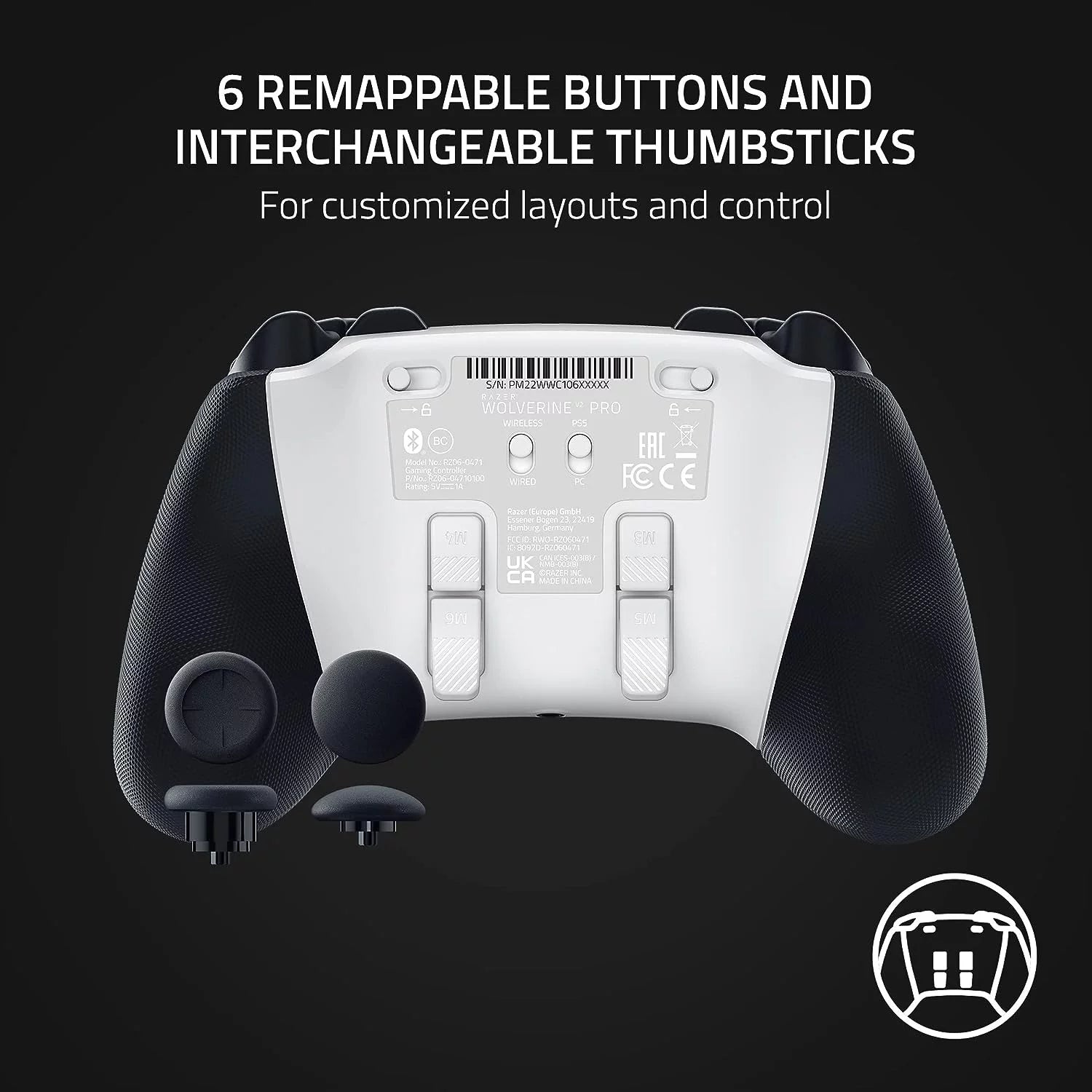2026 Razer Wolverine V2 Pro Wireless Gaming Controller for PlayStation 5 / PS5 PC: HyperSpeed Wireless - Mecha-Tactile Action Buttons - 8-Way Microswitch D-Pad - 6 Remappable Buttons - Chroma RGB - White