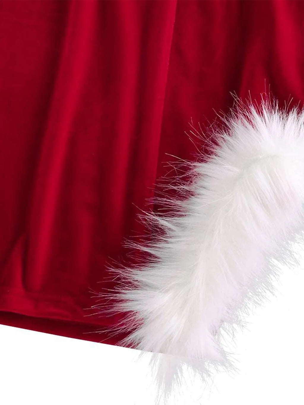 2026 Faux Fur Strapless Red Santa Dress
