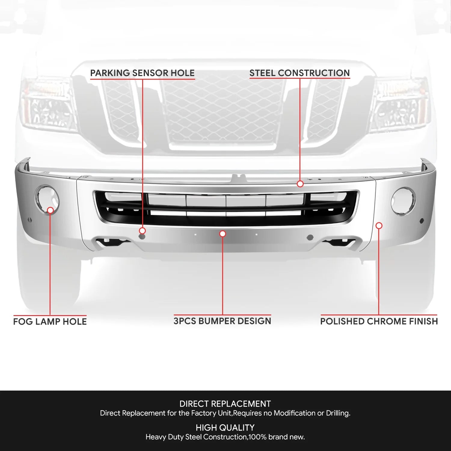 Modular Style Front Bumper w/ Fog Light Cutouts12-21 Nissan NV3500