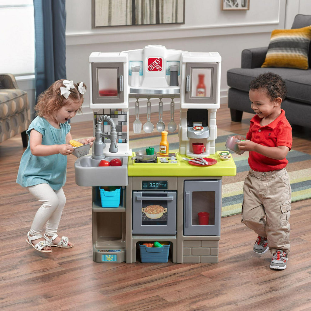 2026 Step2 Contemporary Chef Brown and White Toddler Plastic Play Kitchen