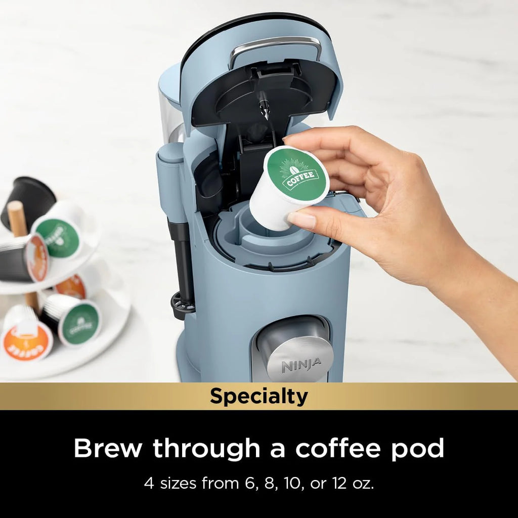2026 Ninja Pods & Grounds Single-Serve Coffee Maker, K-Cup Pod Compatible, Brews Grounds, Compact Design, 56-oz. Reservoir, 6-oz. Cup to 24-oz. Travel Mug Brew Sizes, Iced Coffee Maker, Stone, PB041ST
