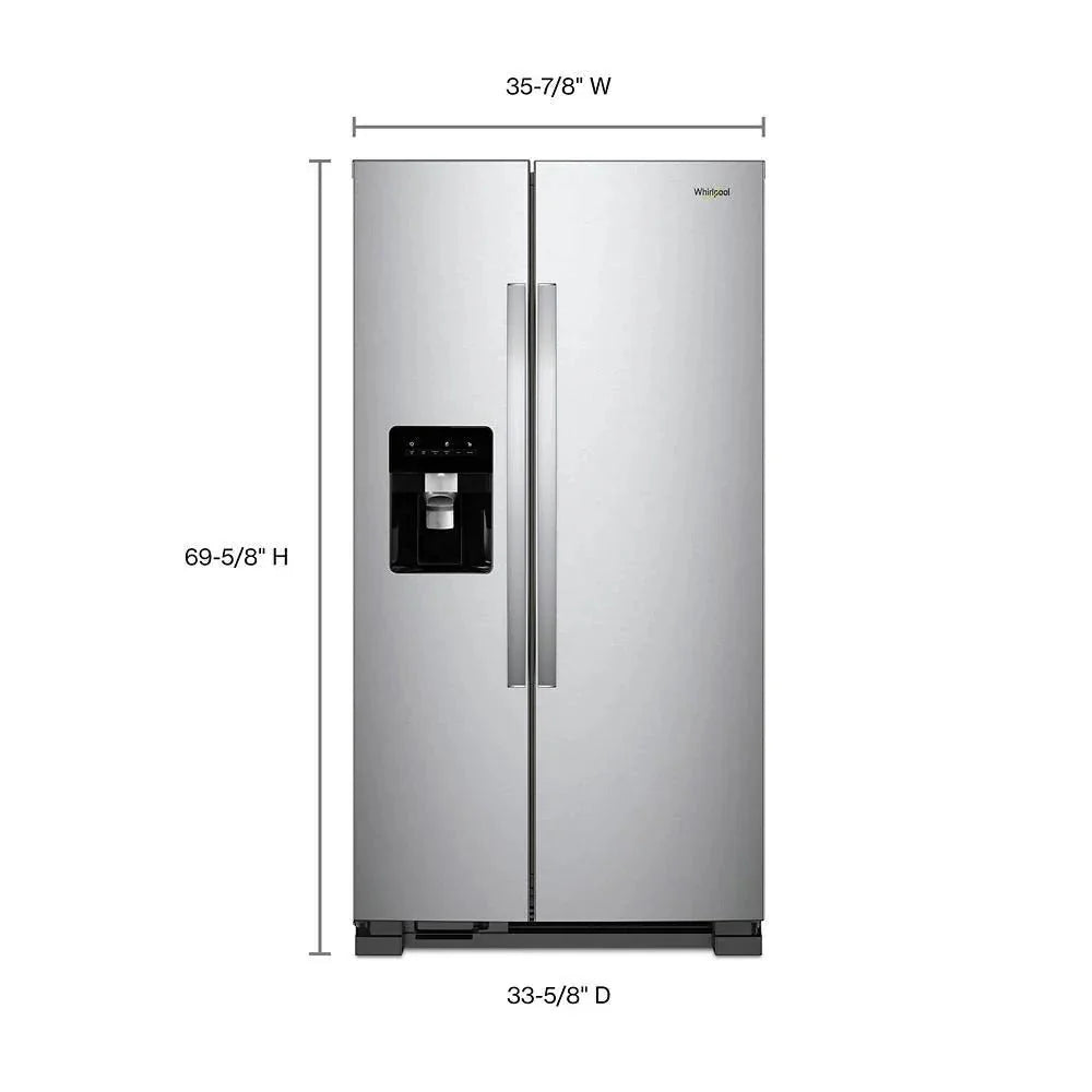 2026 36-inch wide side-by-side refrigerator – 24 cubic feet stainless steel