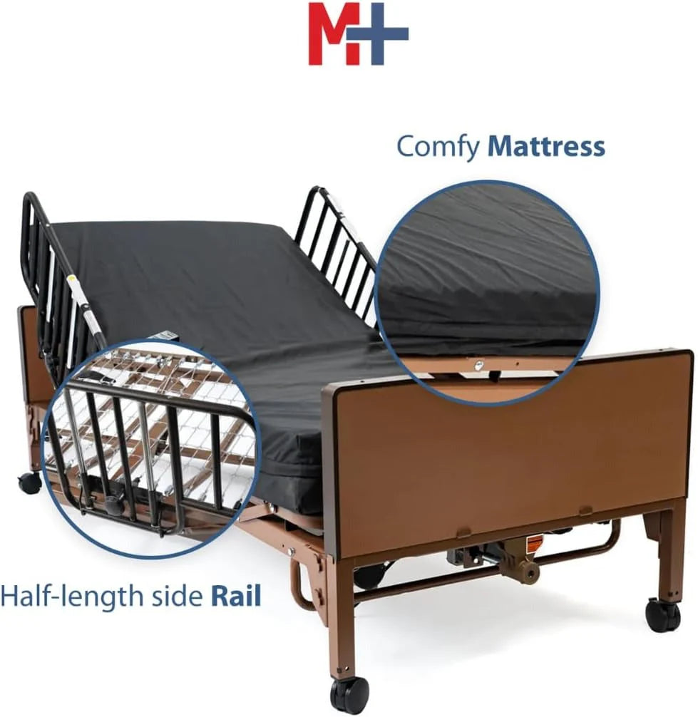 2026 Fully electric hospital bed set, foam mattress, half side rails